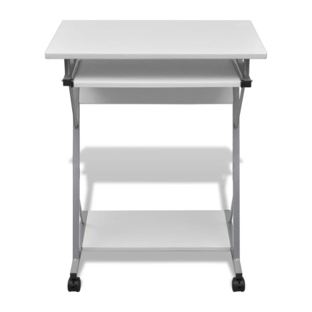 Bureau d'ordinateur compact avec plateau à clavier Blanc 2