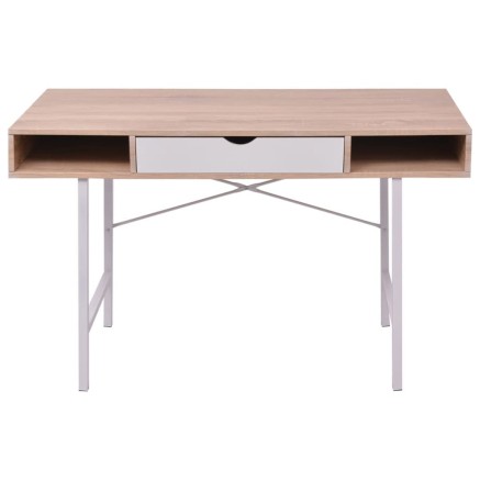Bureau avec 1 compartiment Chêne et blanc 2