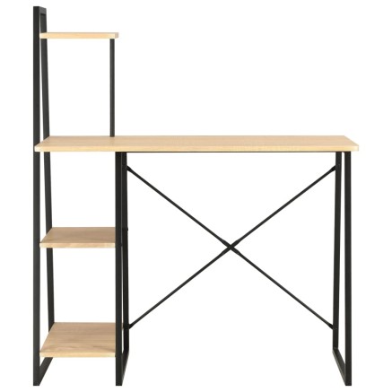 Bureau avec étagère Noir et chêne 102x50x117 cm 2