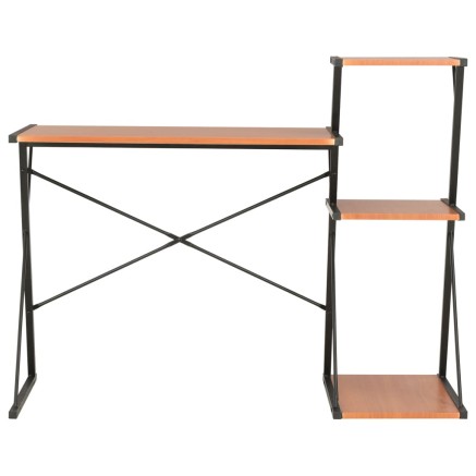 Bureau avec étagère Noir et marron 116x50x93 cm 2