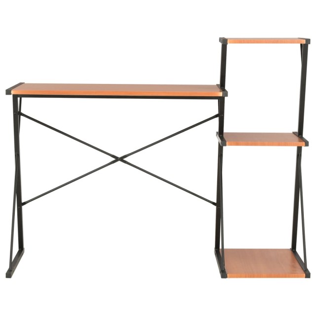 Bureau avec étagère Noir et marron 116x50x93 cm