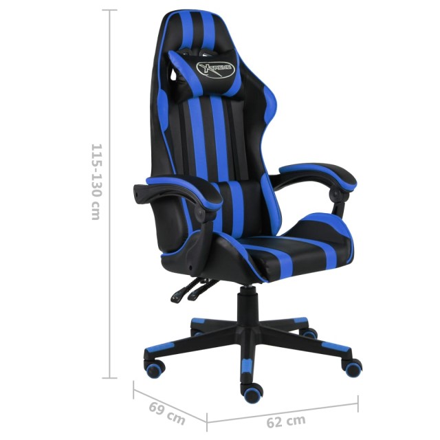 Fauteuil de jeux vidéo Noir et bleu Similicuir