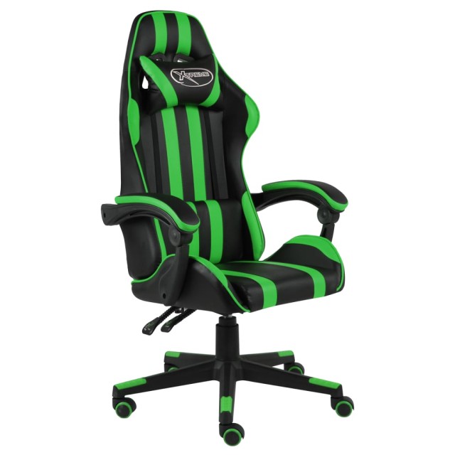 Fauteuil de jeux vidéo Noir et vert Similicuir
