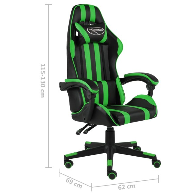 Fauteuil de jeux vidéo Noir et vert Similicuir