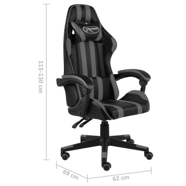 Fauteuil de jeux vidéo Noir et gris Similicuir