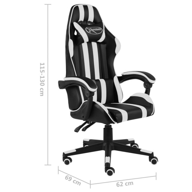 Fauteuil de jeux vidéo Noir et blanc Similicuir
