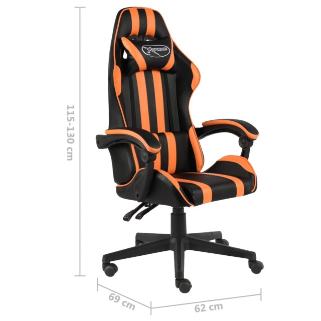 Fauteuil de jeux vidéo Noir et orange Similicuir