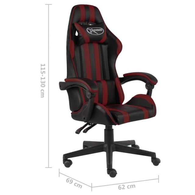 Fauteuil de jeux vidéo Noir et rouge bordeaux Similicuir