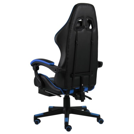 Fauteuil de jeux vidéo avec repose-pied Noir et bleu Similicuir