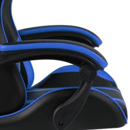Fauteuil de jeux vidéo avec repose-pied Noir et bleu Similicuir