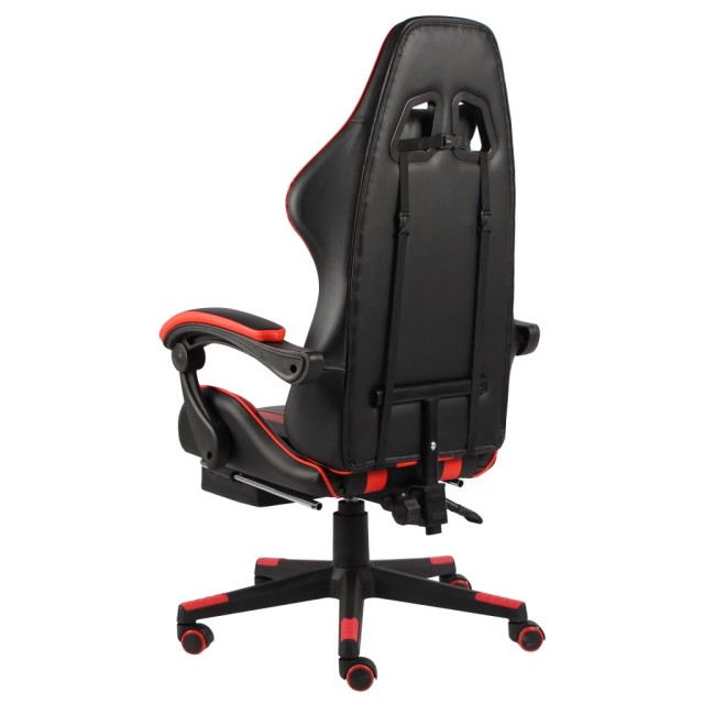 Fauteuil de jeux vidéo et repose-pied Noir et rouge Similicuir