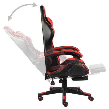 Fauteuil de jeux vidéo et repose-pied Noir et rouge Similicuir