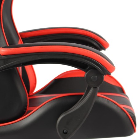 Fauteuil de jeux vidéo et repose-pied Noir et rouge Similicuir