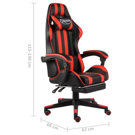 Fauteuil de jeux vidéo et repose-pied Noir et rouge Similicuir