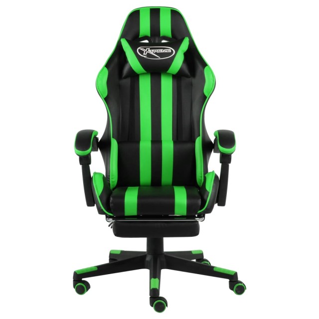 Fauteuil de jeux vidéo avec repose-pied Noir et vert Similicuir