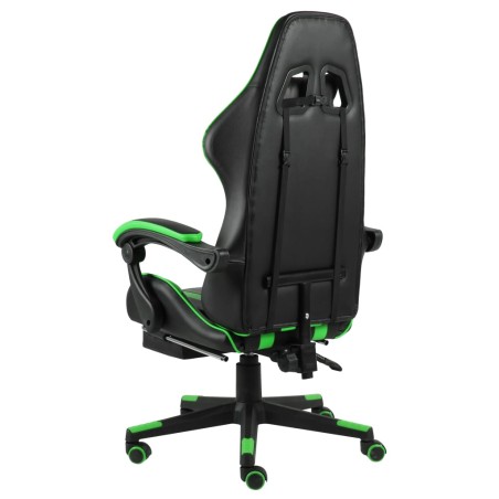 Fauteuil de jeux vidéo avec repose-pied Noir et vert Similicuir