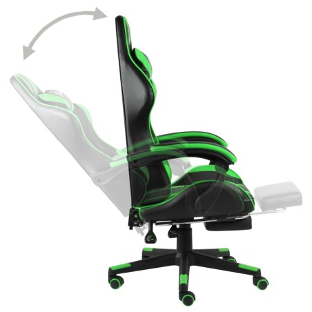 Fauteuil de jeux vidéo avec repose-pied Noir et vert Similicuir