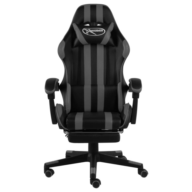 Fauteuil de jeux vidéo avec repose-pied Noir et gris Similicuir