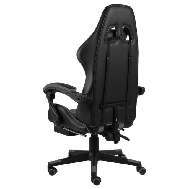 Fauteuil de jeux vidéo avec repose-pied Noir et gris Similicuir