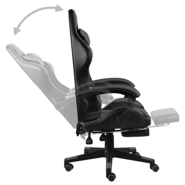 Fauteuil de jeux vidéo avec repose-pied Noir et gris Similicuir