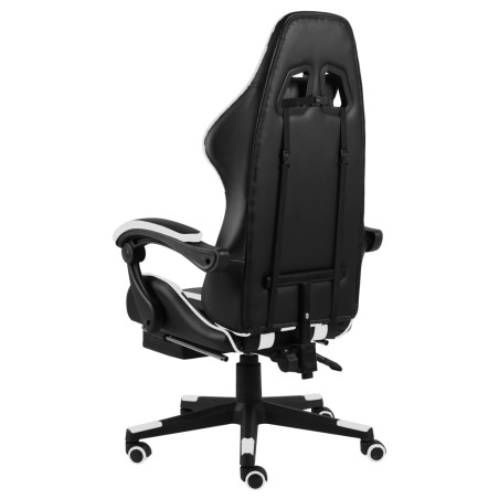 Fauteuil de jeux vidéo et repose-pied Noir et blanc Similicuir