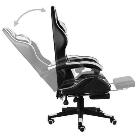 Fauteuil de jeux vidéo et repose-pied Noir et blanc Similicuir