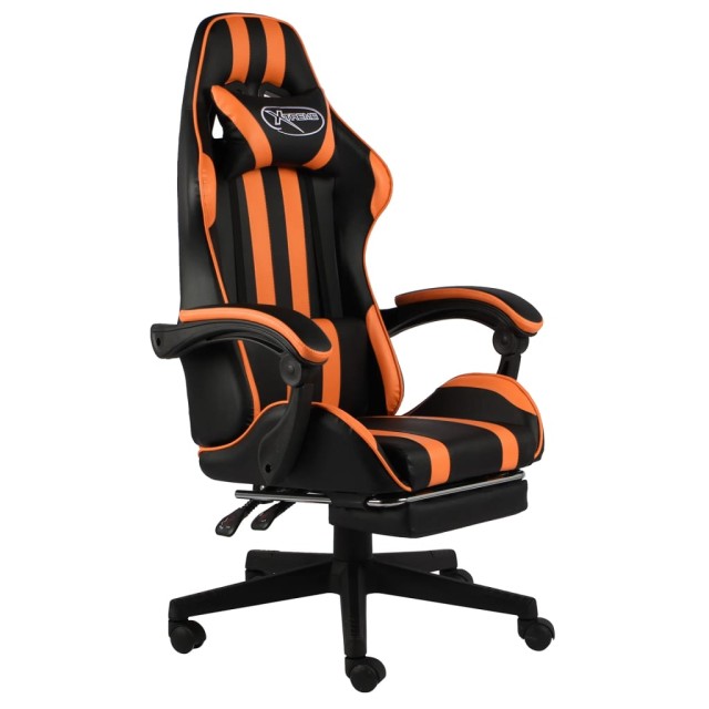 Fauteuil de jeux vidéo et repose-pied Noir et orange Similicuir