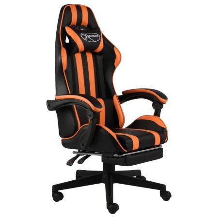 Fauteuil de jeux vidéo et repose-pied Noir et orange Similicuir