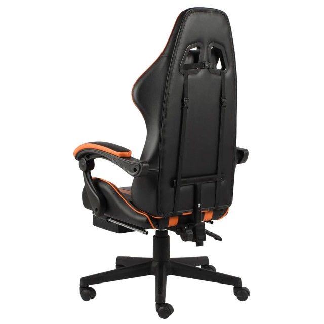 Fauteuil de jeux vidéo et repose-pied Noir et orange Similicuir