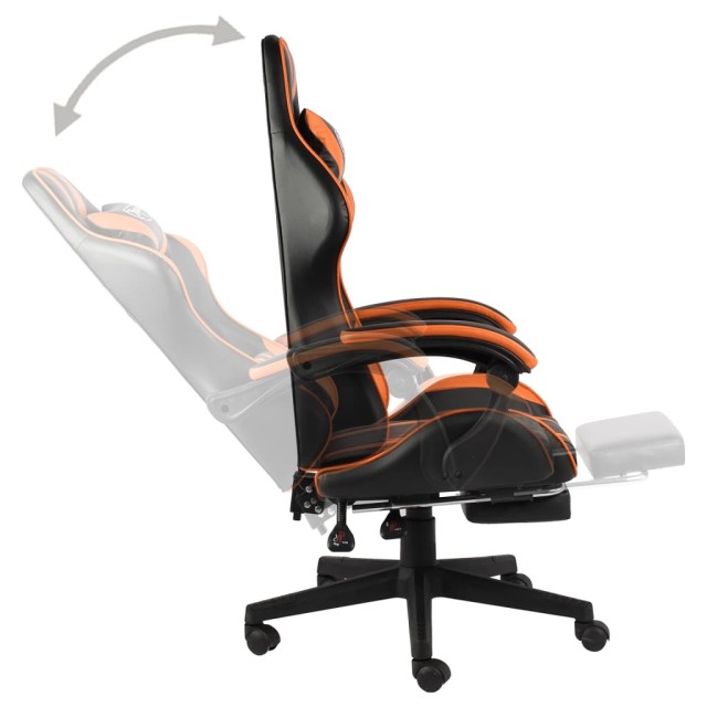 Fauteuil de jeux vidéo et repose-pied Noir et orange Similicuir