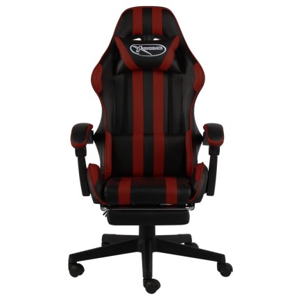 Fauteuil de jeux vidéo et repose-pied Noir/bordeaux Similicuir 2