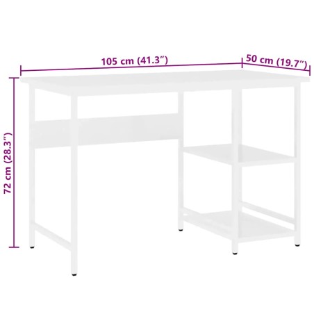 Bureau d'ordinateur Blanc 105x50x72 cm MDF et métal