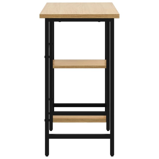 Bureau d'ordinateur Noir et chêne clair 80x40x72cm MDF et métal