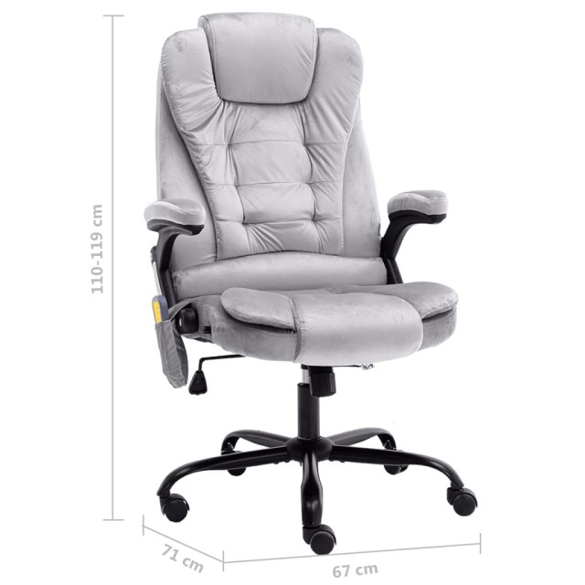 Chaise de bureau de massage Gris clair Velours