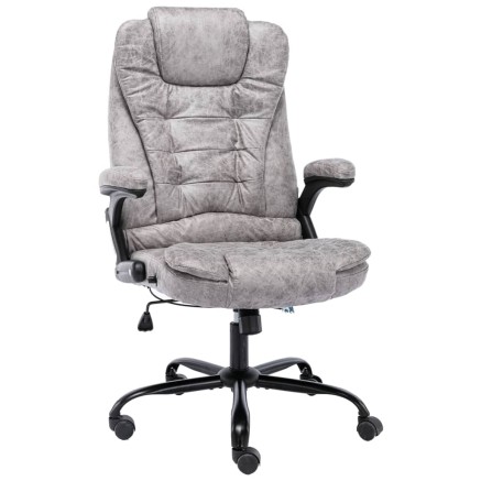 Chaise de bureau gris clair similicuir daim