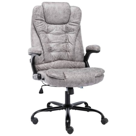 Chaise de bureau gris clair similicuir daim