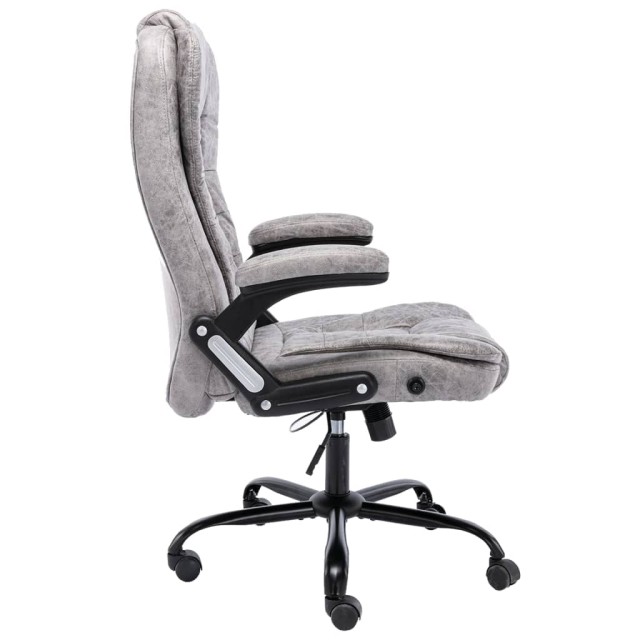 Chaise de bureau gris clair similicuir daim