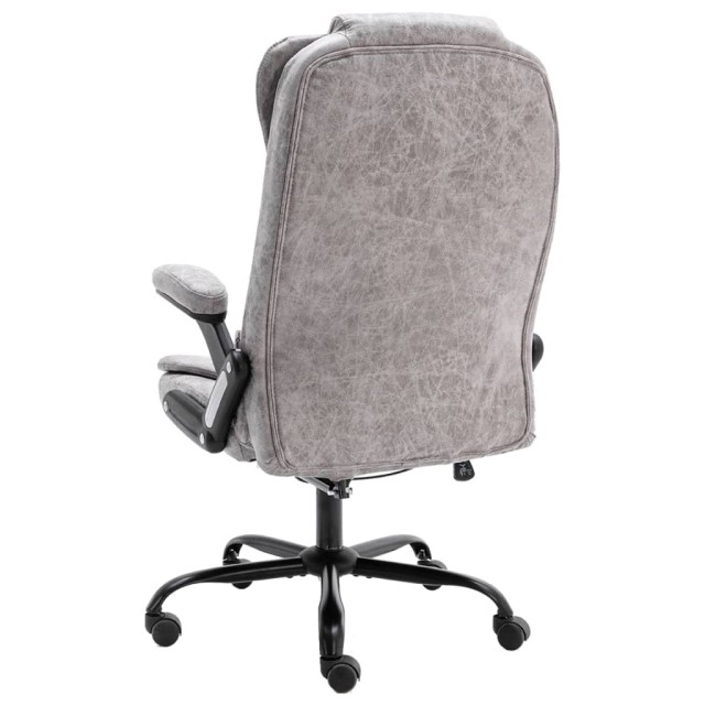 Chaise de bureau gris clair similicuir daim