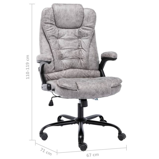Chaise de bureau gris clair similicuir daim