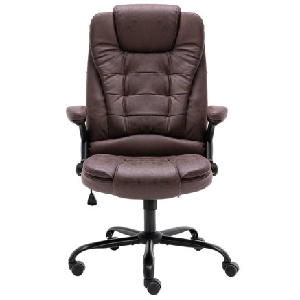 Chaise de bureau marron foncé similicuir daim 2