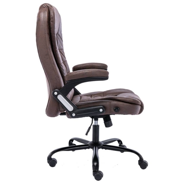 Chaise de bureau marron foncé similicuir daim