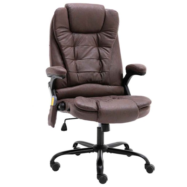 Chaise de bureau de massage marron foncé similicuir daim