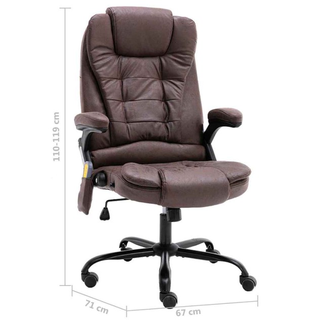 Chaise de bureau de massage marron foncé similicuir daim