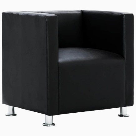 Fauteuil cube noir similicuir 2