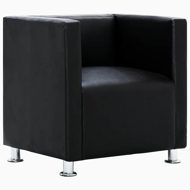 Fauteuil cube noir similicuir