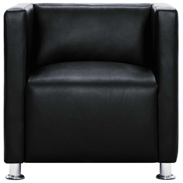Fauteuil cube noir similicuir