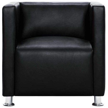 Fauteuil cube noir similicuir