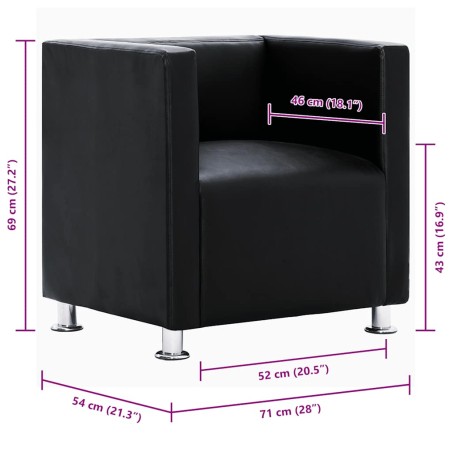 Fauteuil cube noir similicuir