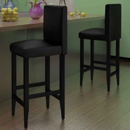 Tabourets de bar lot de 2 noir similicuir 2