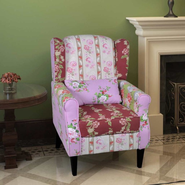 Fauteuil avec design de patchwork Tissu